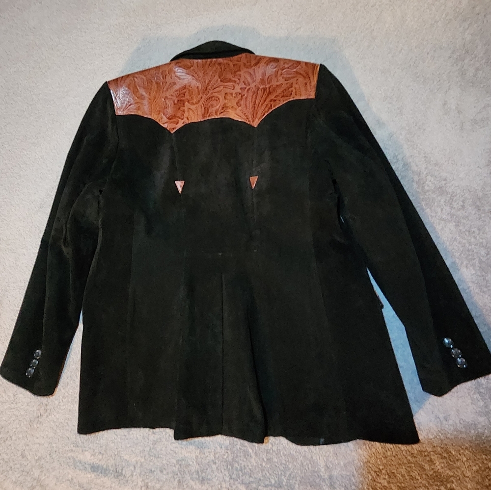 Scully Boar Suede and Leather Midnight Black Western Blazer- Never Worn Size 40 - Picture 4 of 5